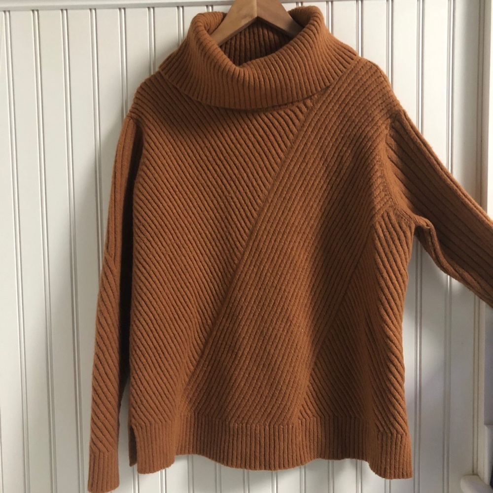 Ann Taylor Ribbed Wool Blend Turtleneck Sweater